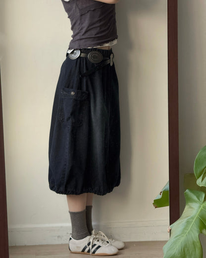 SK215 Balloon Skirt - Dark Denim