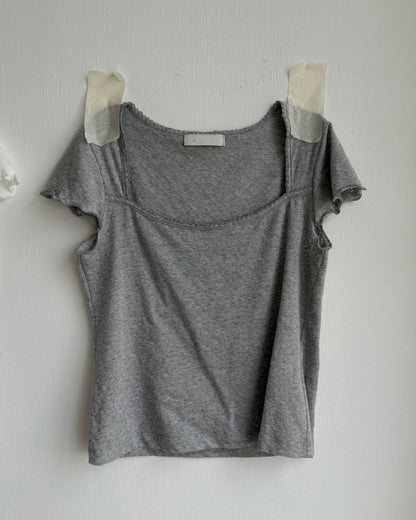 TP602 Breezy Textured Square Top - Green | White | Gray