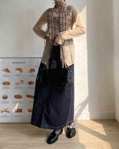 現貨 VT227 Stripe Vest - Beige | Navy