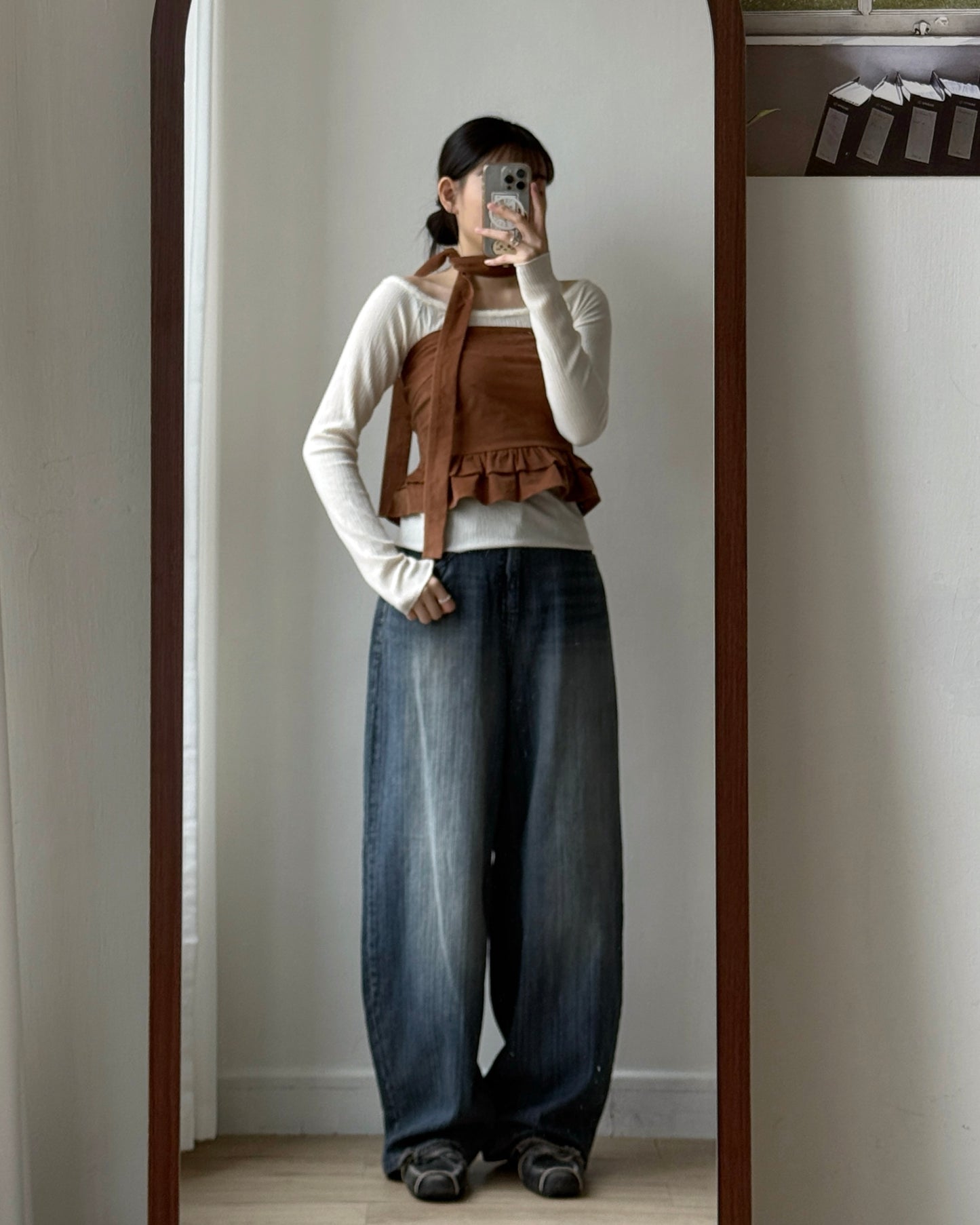 TP567 Corduroy Muffler Top - Mocha | Black