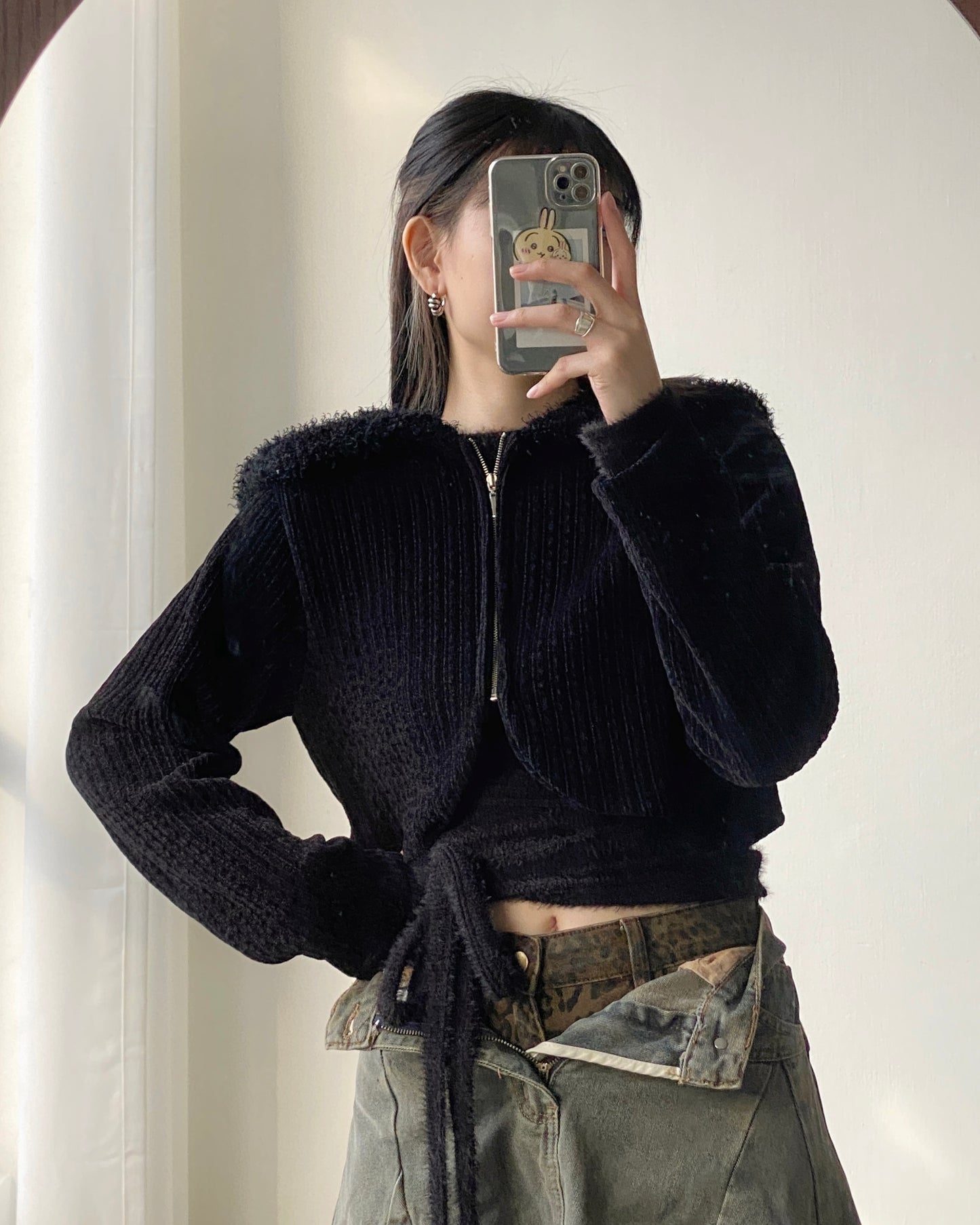 現貨 CD048 momo Cardigan - Khaki | Black