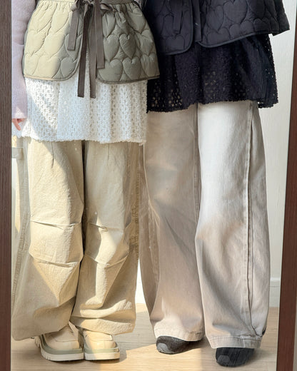 PT076 Ribbed Pants - Beige | Black