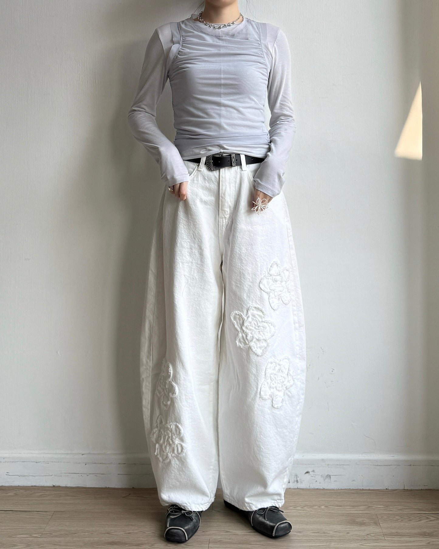 TP577 Mesh Shirring Twinset - White | Gray | Black