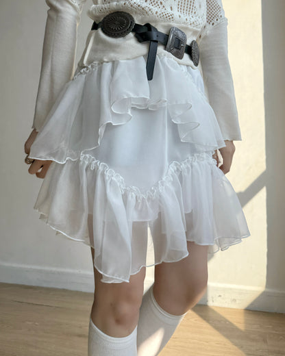 SK210 Cancan Skirt - White | Mocha