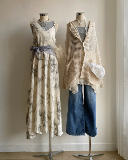 SK188 Lace Skirt - Ivory | Gray