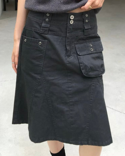 SK231 Cargo Pocket Skirt - Khaki | Black