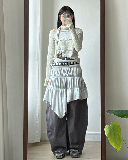 TP611 Textured Scarf Top - Mint | Black