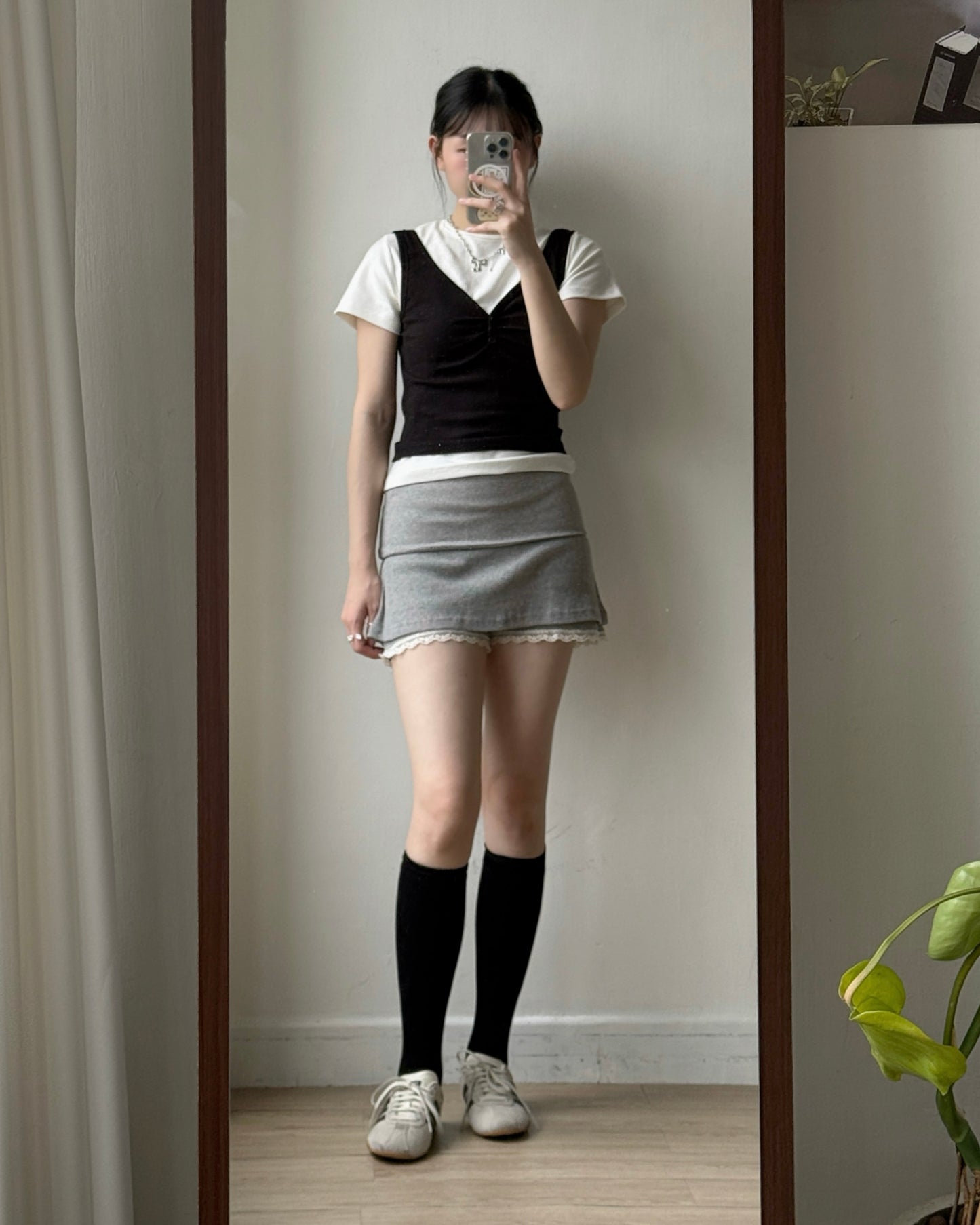 SK222 Floral Skirt - Ivory | Gray
