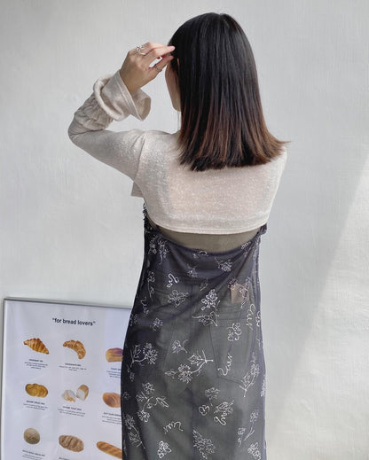 現貨 CD043 Flare Sleeve Crop Cardigan - Brown | Ivory