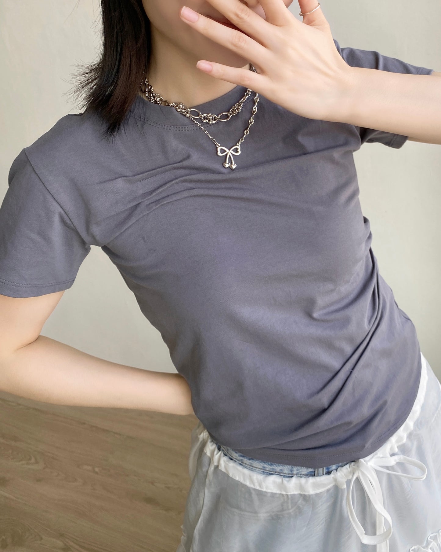 TP520 Pin-tuck Pleated Tee - Black | Navy | White