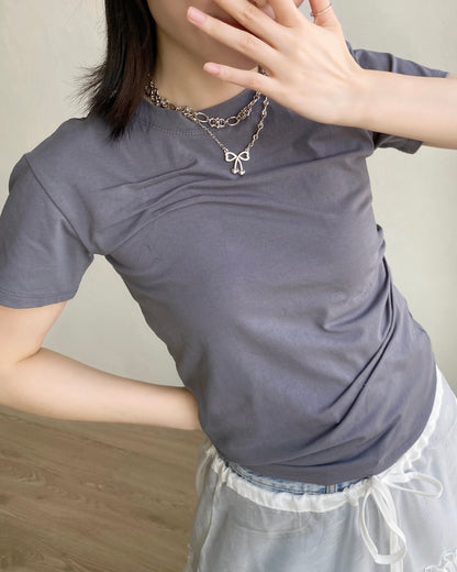 TP520 Pin-tuck Pleated Tee - Black | Navy | White