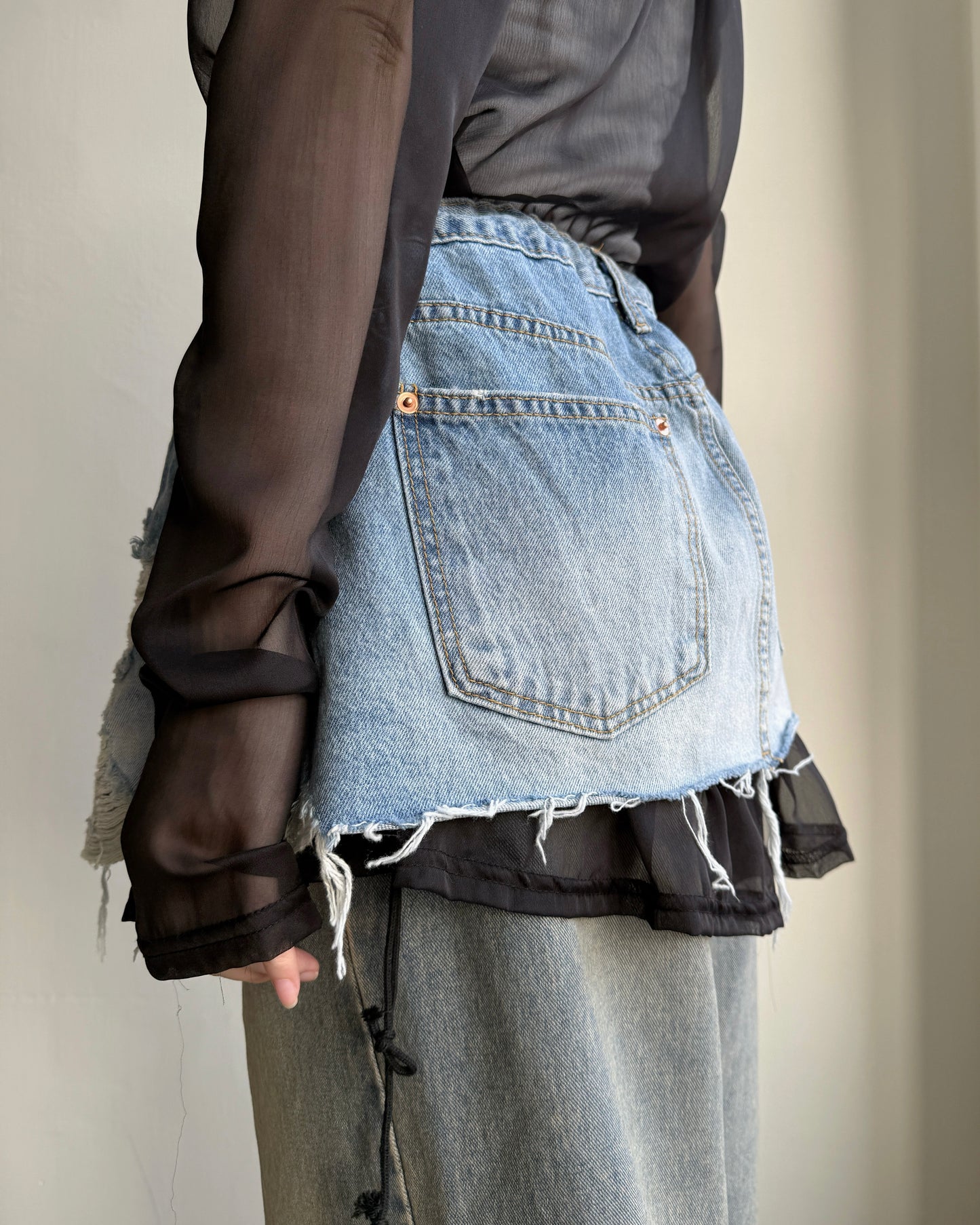 SK217 Denim Layered Skirt