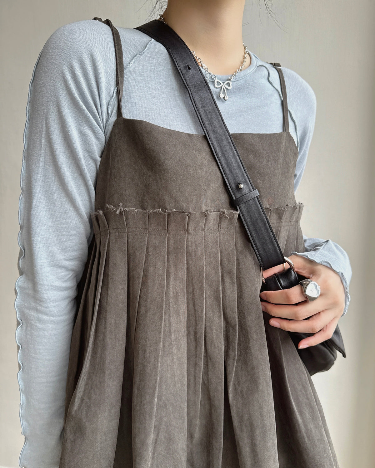 VT336 Pleated Babydoll Camisole - Charcoal | Black
