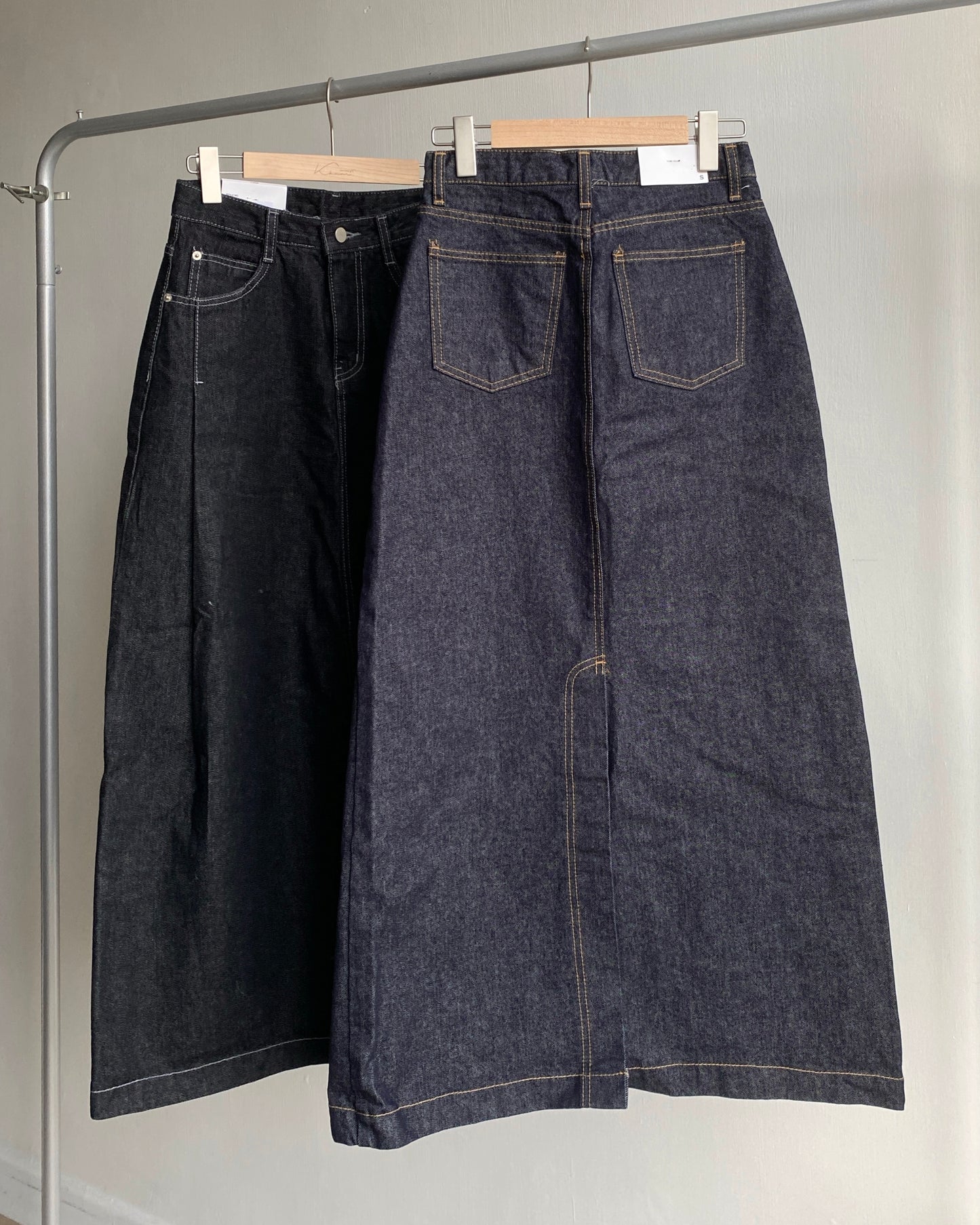 現貨 SK177 H-line Denim Skirt - Navy | Black