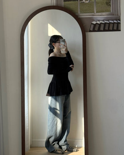 JN063 [ OOTJ ] Vintage Mid-Wash Wide Jeans