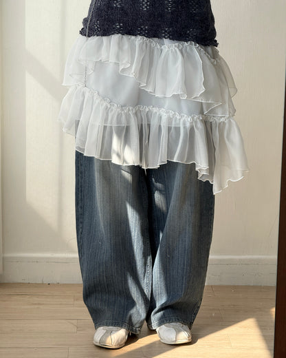 SK210 Cancan Skirt - White | Mocha