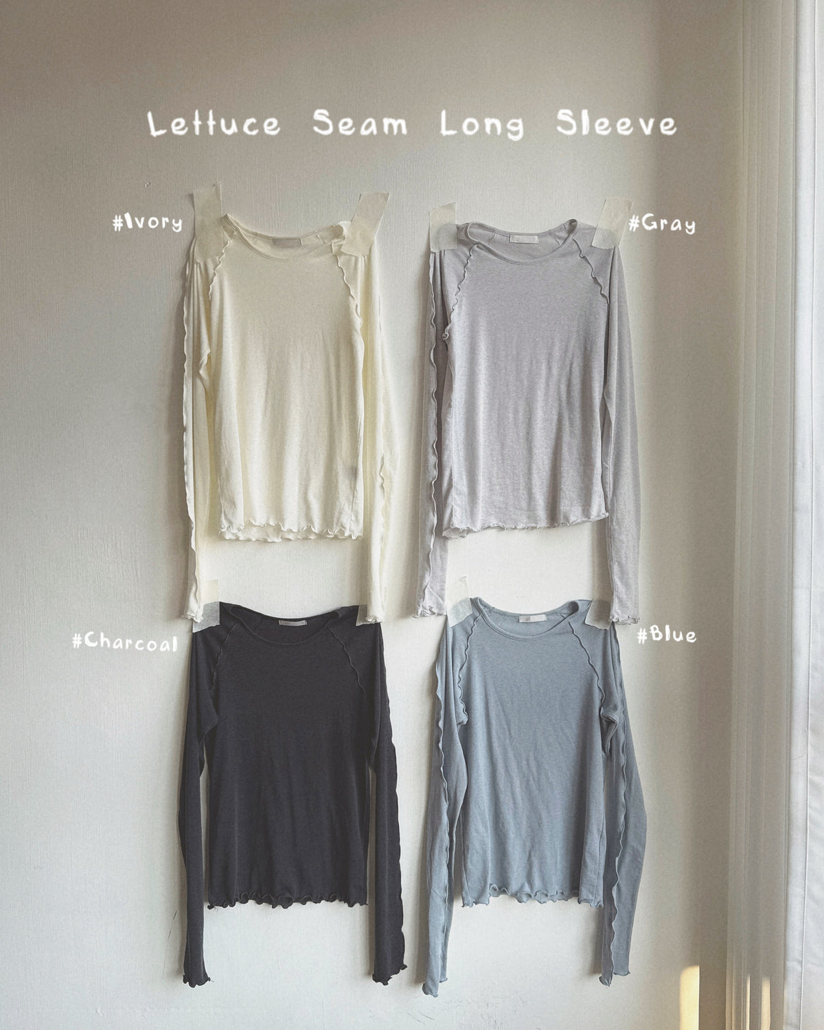 TP621 Lettuce Seam Long Sleeve - Ivory | Gray | Blue | Charcoal