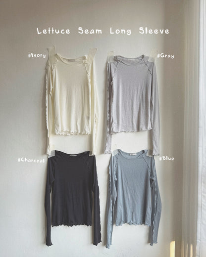 TP621 Lettuce Seam Long Sleeve - Ivory | Gray | Blue | Charcoal