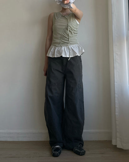 PT084 Unisex Banana Cargo Pants - Beige | Charcoal