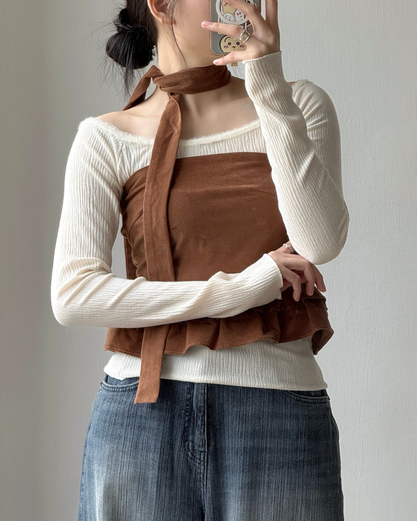 TP567 Corduroy Muffler Top - Mocha | Black