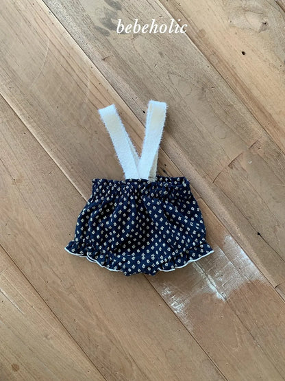 🍪Bebeholic 毛毛吊帶花花包屁褲 - Ivory | Navy