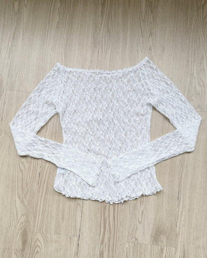 TP554 off-shoulder Lace Top - White | Black