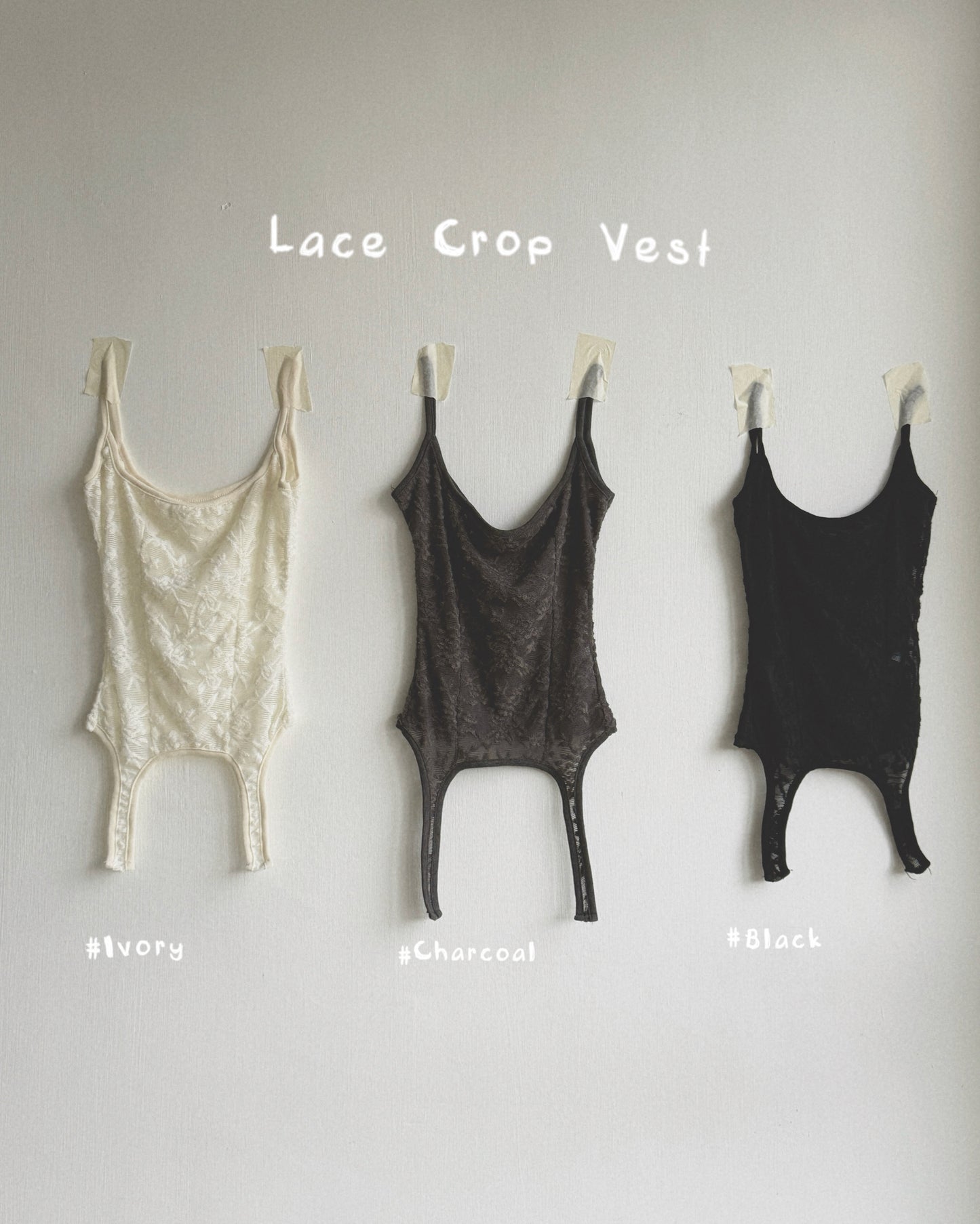 VT316 Lace Crop Top - Black | Charcoal | Ivory