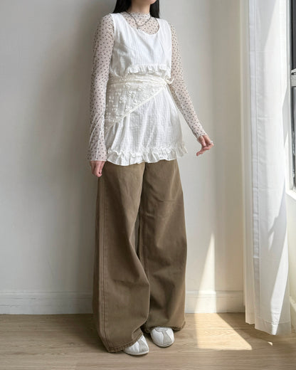 TP546 Ribbon Sheer Top - White | Pink | Black