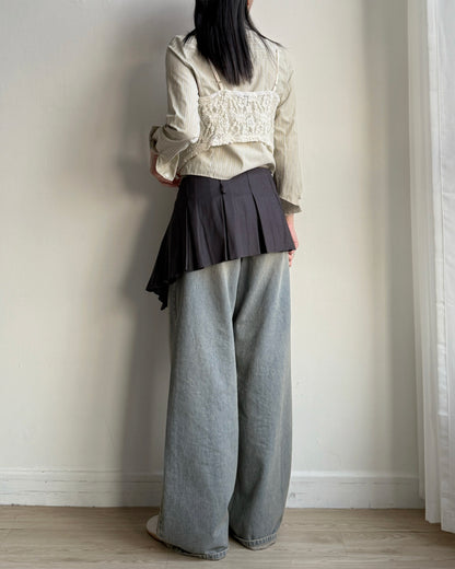 TP574 Cropped Shirt - Khaki | Blue | White