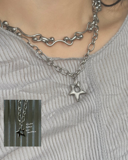 KA429 Chunky Hollow Star Necklace