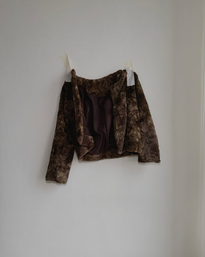 JK044 Mixed Fur Jacket - Khaki | Gray