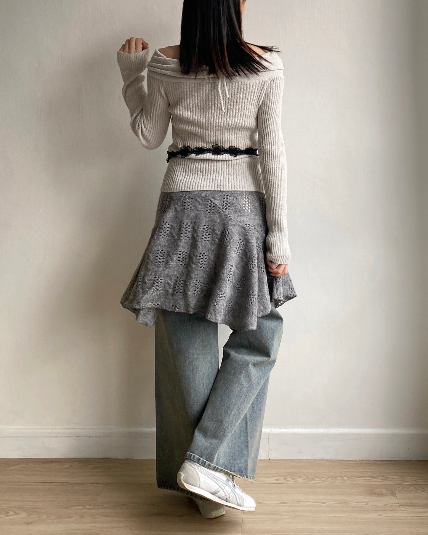 現貨 SK179 Twist Pattern 2Way Skirt - Ivory | Gray