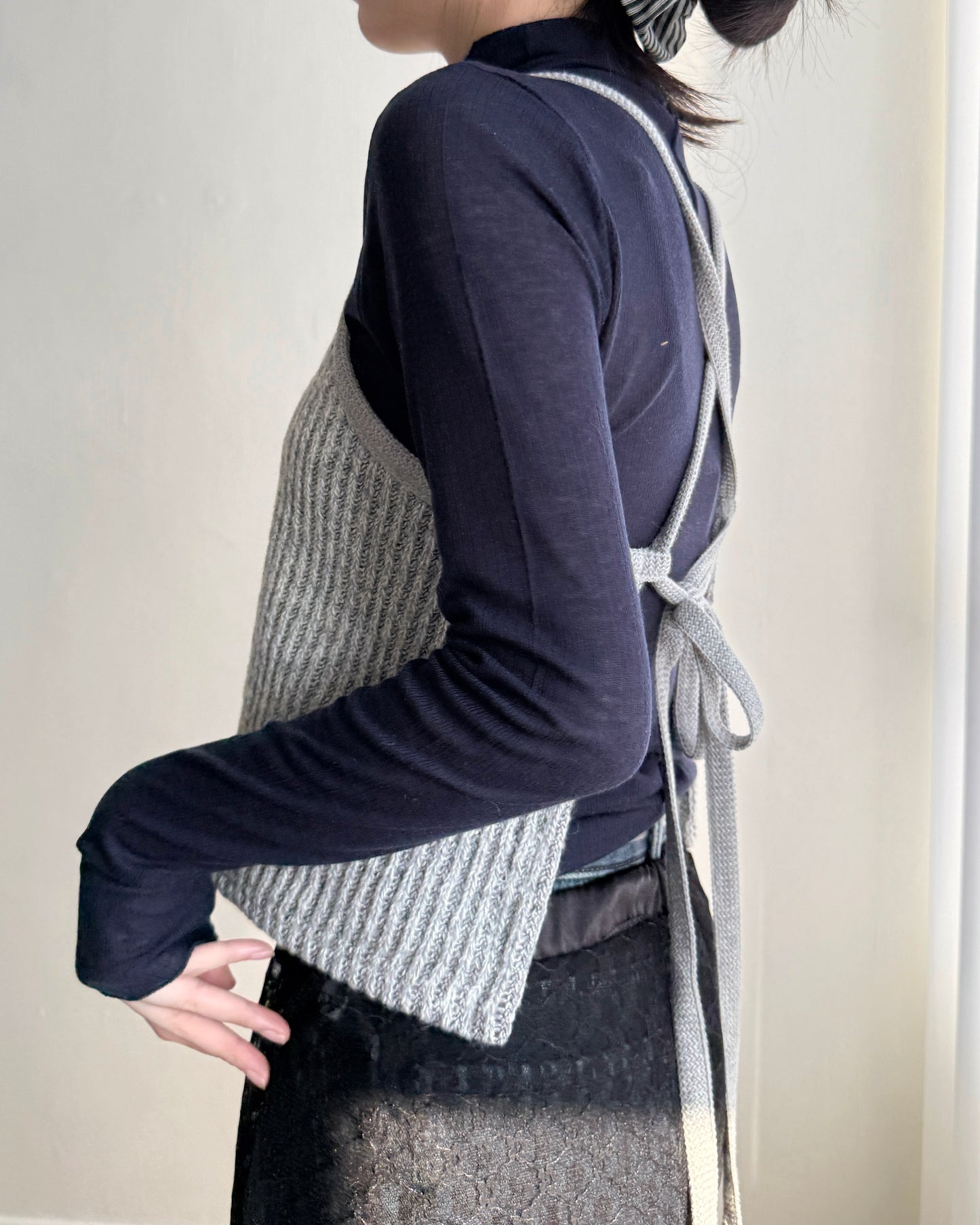 VT272 針織小背心 - Gray | Black