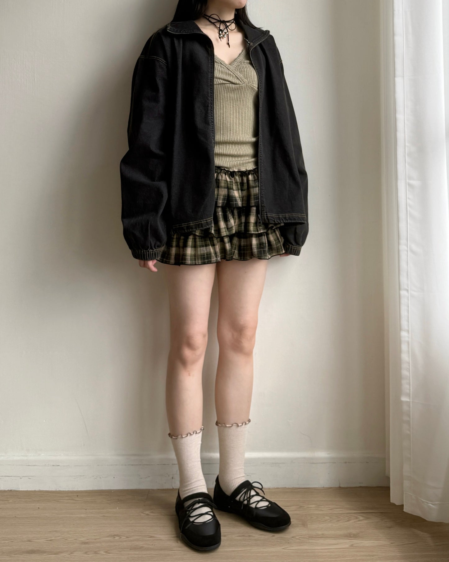 🍂早鳥限定優惠 JK040 Denim String Zip-up Jacket - Navy | Black