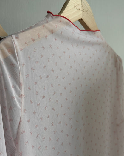 TP546 Ribbon Sheer Top - White | Pink | Black