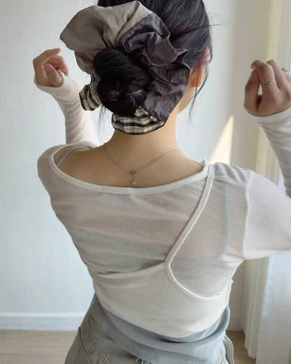 KA437 Plaid Mix Scrunchie