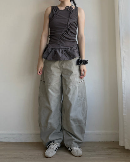 PT084 Unisex Banana Cargo Pants - Beige | Charcoal