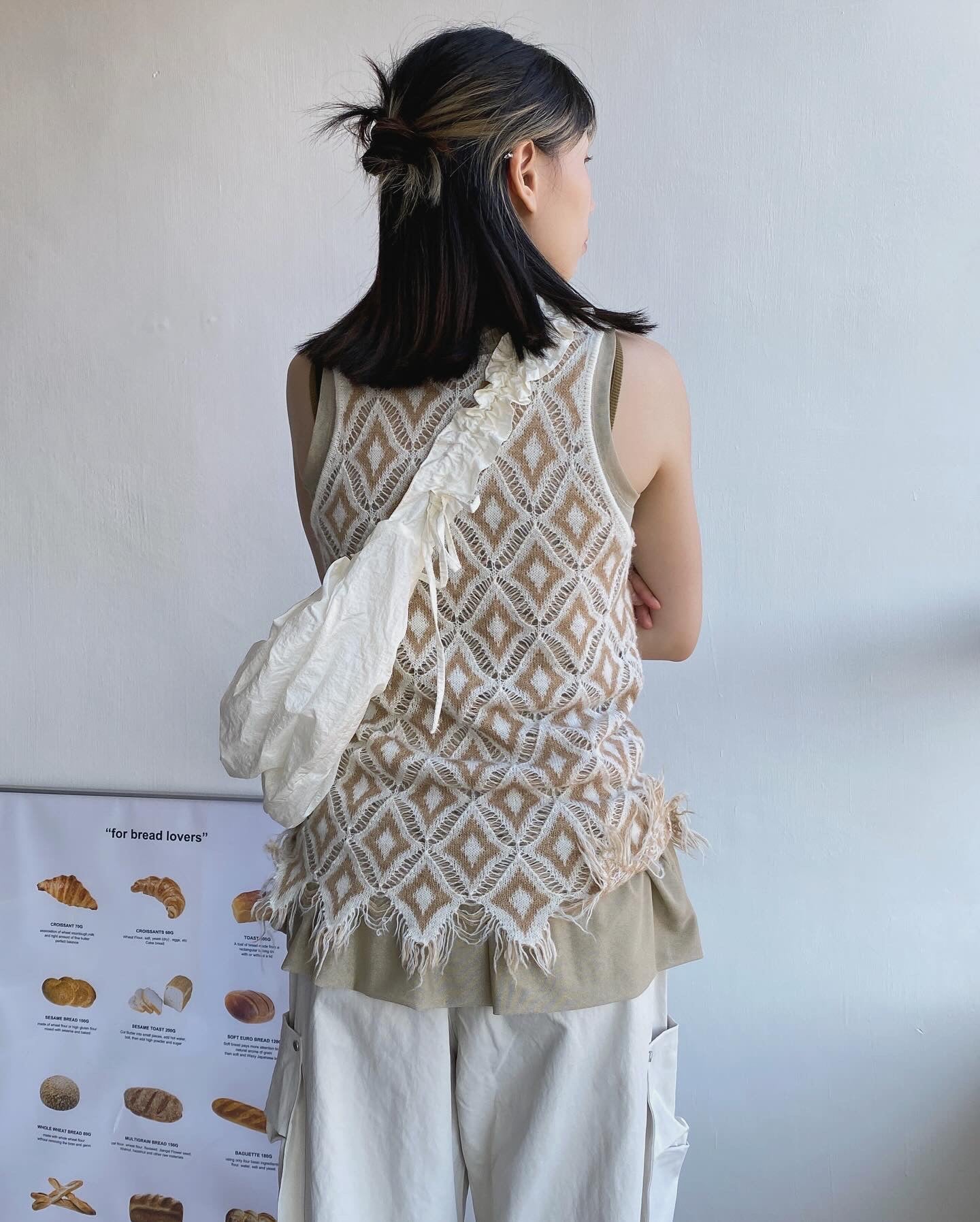現貨 VT221 Diamond Knit Vest - Beige | Brown