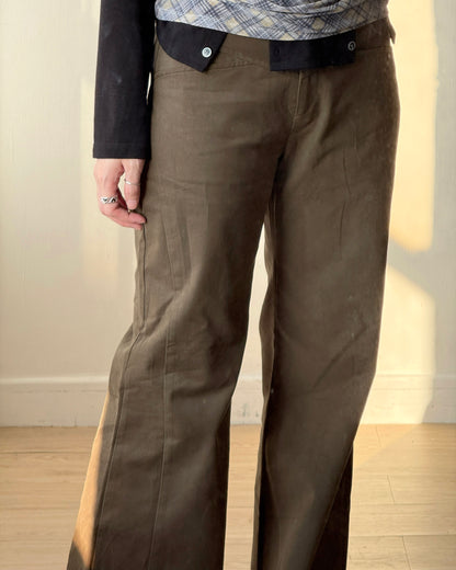 PT078 Flared Pants - Khaki | Black