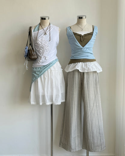 VT304 V-Neck Wrap Vest - Skyblue | Ivory | Black