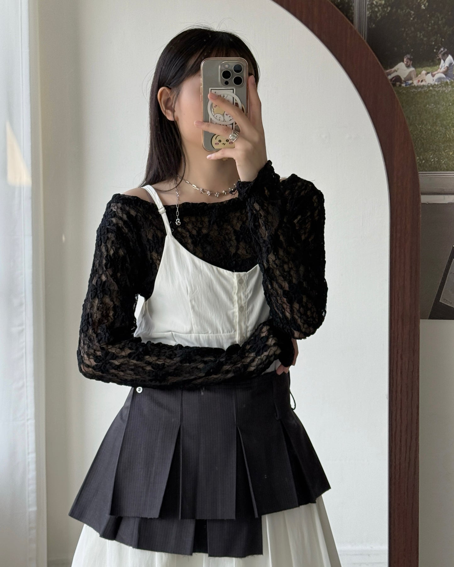 TP575 FAFA Lace Top - White | Black