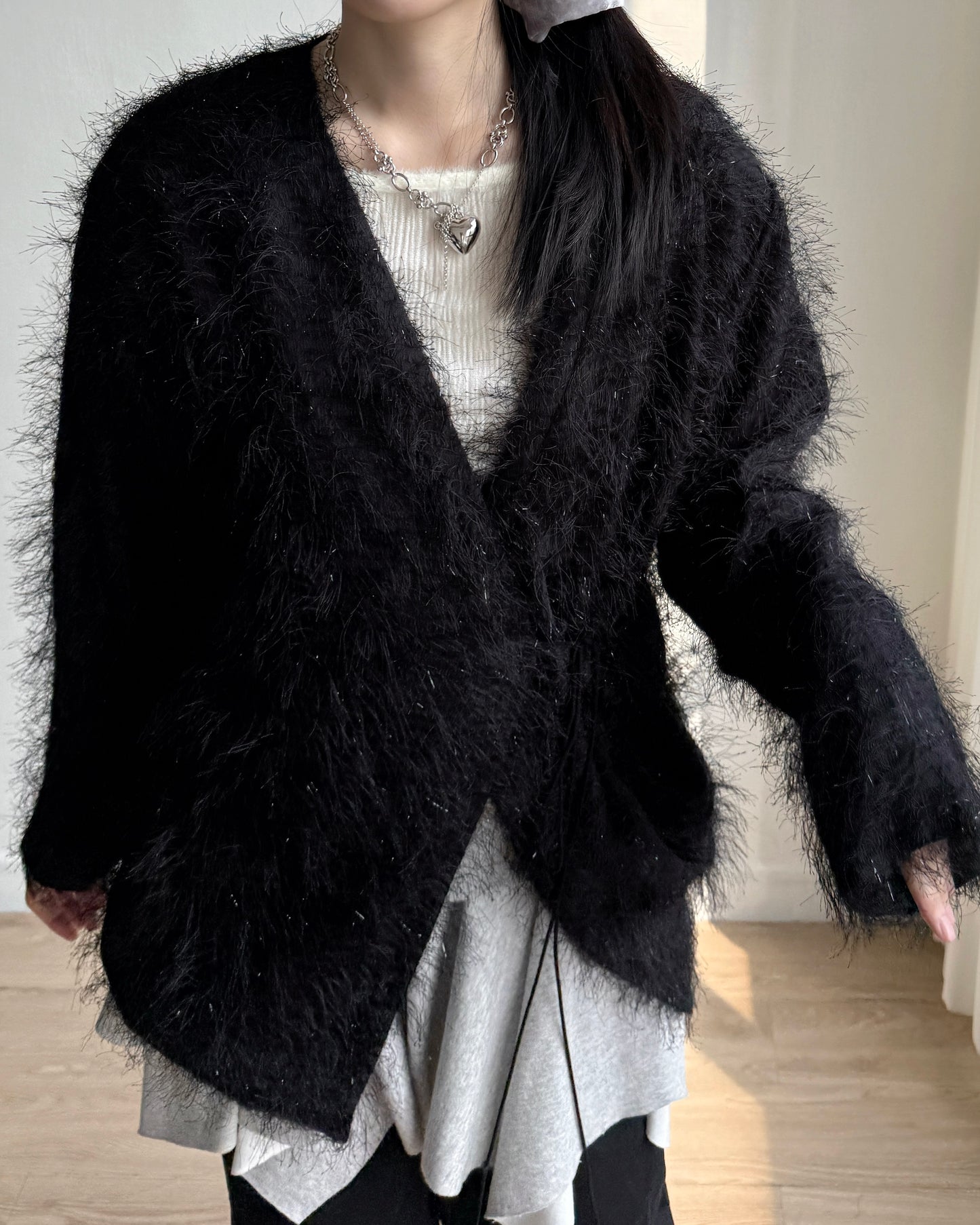 JK045 Hairy Jacket - Black | Gray