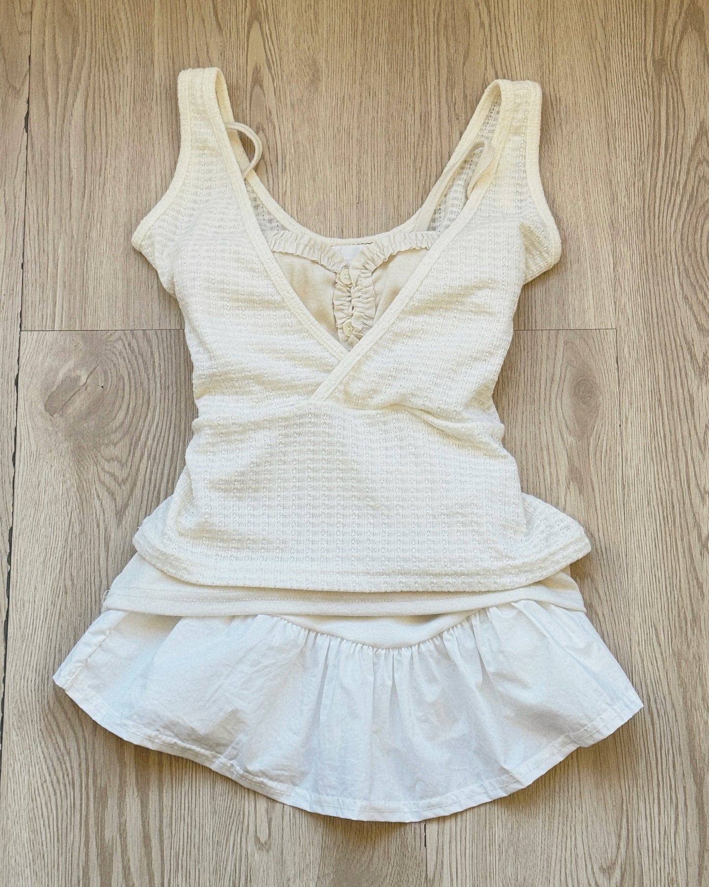 VT303 Frill Button Vest - Ivory | Khaki | Black
