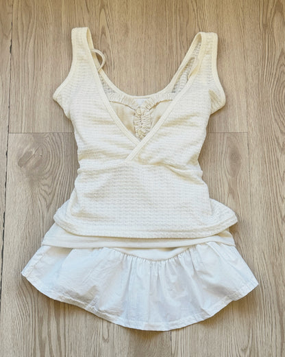 VT303 Frill Button Vest - Ivory | Khaki | Black