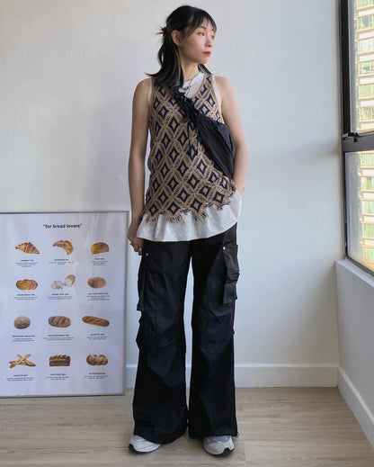 現貨 VT221 Diamond Knit Vest - Beige | Brown