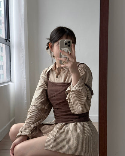 VT265 Asymmetric Vest - Brown | Dark Gray