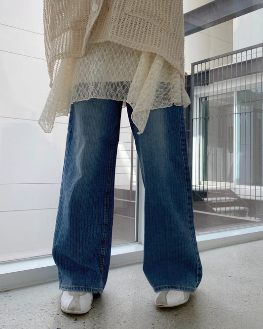 JN059 Stripe Jeans - Blue