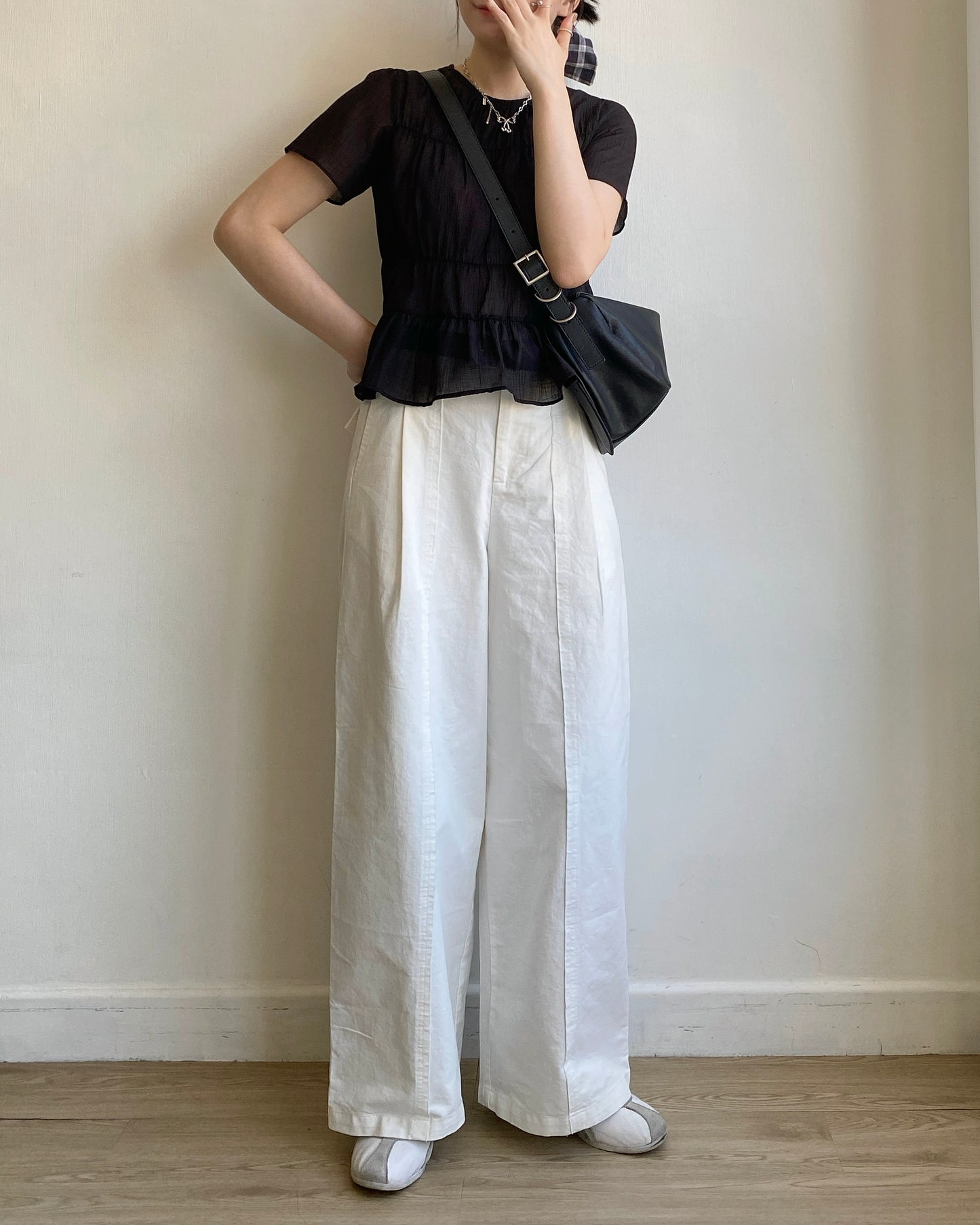 TP525 Frill Blouse - Ivory | Black
