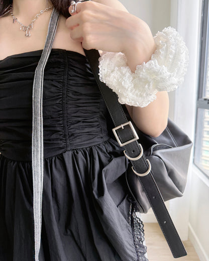 Preorder - BG032 Folding Shoulder Bag - Black | Beige