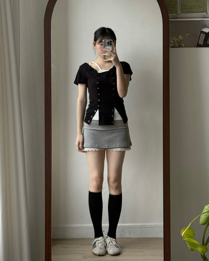 TP588 Button Tee - White | Black